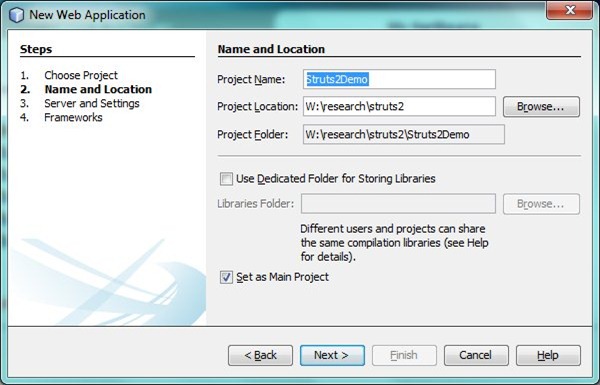 Creating a Struts 2 application in NetBeans