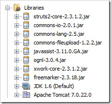 Struts 2 libraries in NetBeans