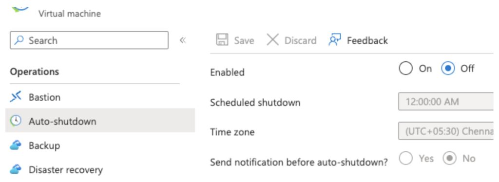 Azure auto shutdown