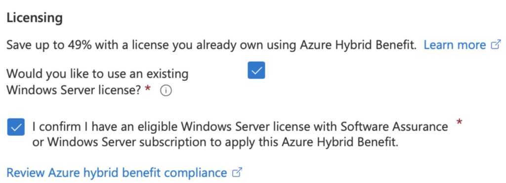 Azure hybrid benefit